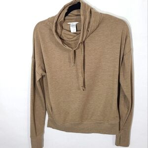 Jockey‎ Women's Size XS Cowl Neck Sweater w/tie Pullover Tan Long Sleeve Top